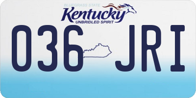 KY license plate 036JRI