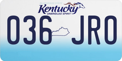 KY license plate 036JRO