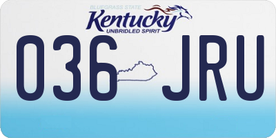 KY license plate 036JRU
