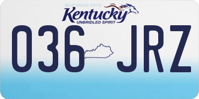 KY license plate 036JRZ