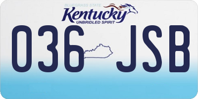 KY license plate 036JSB
