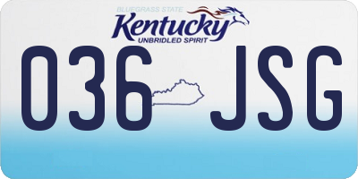 KY license plate 036JSG