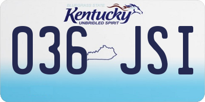 KY license plate 036JSI