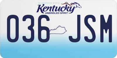 KY license plate 036JSM