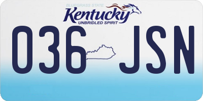 KY license plate 036JSN