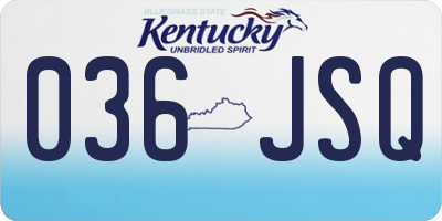 KY license plate 036JSQ
