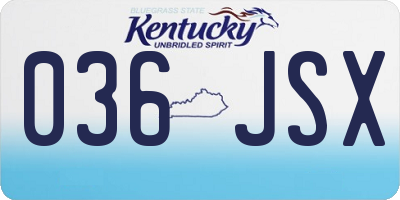 KY license plate 036JSX