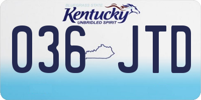 KY license plate 036JTD
