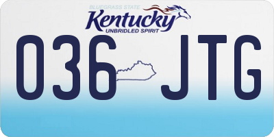 KY license plate 036JTG