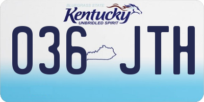 KY license plate 036JTH