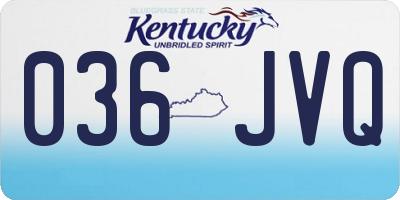 KY license plate 036JVQ