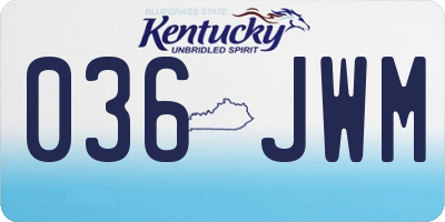 KY license plate 036JWM