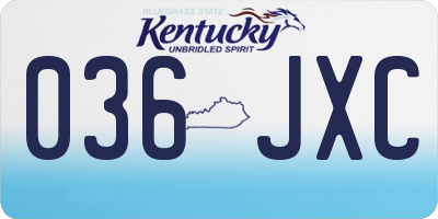 KY license plate 036JXC