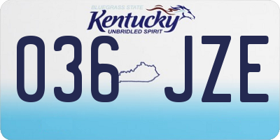 KY license plate 036JZE