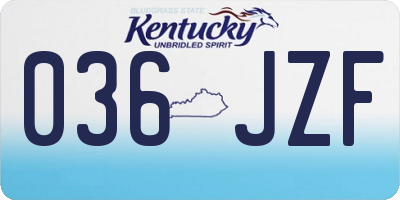 KY license plate 036JZF