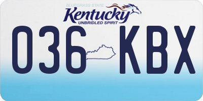 KY license plate 036KBX