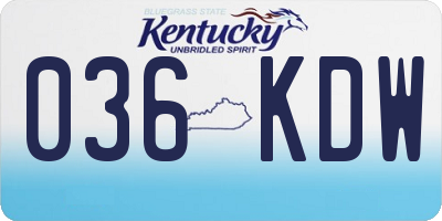 KY license plate 036KDW