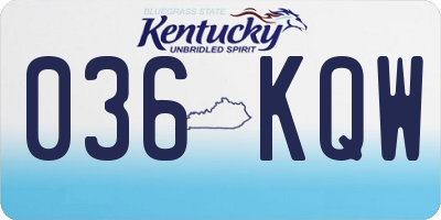 KY license plate 036KQW