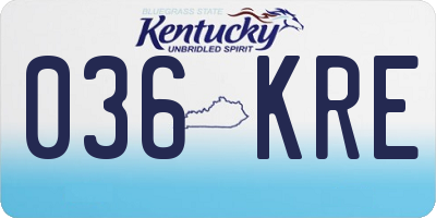 KY license plate 036KRE