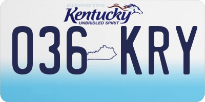 KY license plate 036KRY