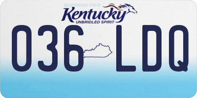 KY license plate 036LDQ