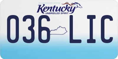 KY license plate 036LIC