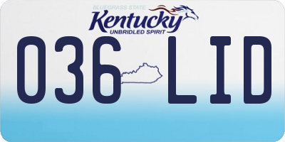 KY license plate 036LID