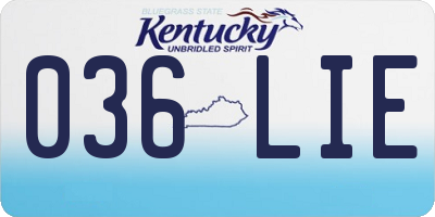 KY license plate 036LIE