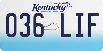 KY license plate 036LIF
