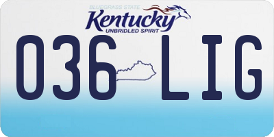 KY license plate 036LIG