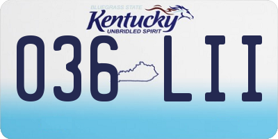 KY license plate 036LII