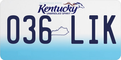 KY license plate 036LIK