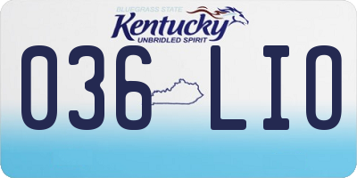 KY license plate 036LIO