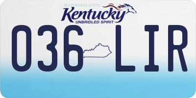 KY license plate 036LIR