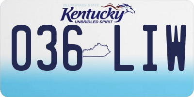 KY license plate 036LIW
