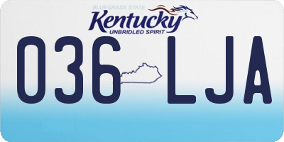 KY license plate 036LJA