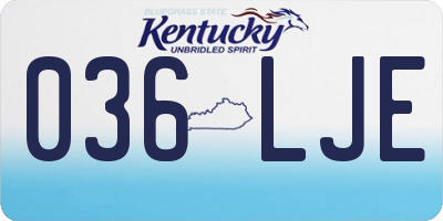 KY license plate 036LJE