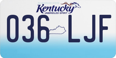 KY license plate 036LJF