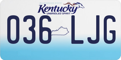 KY license plate 036LJG