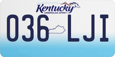 KY license plate 036LJI