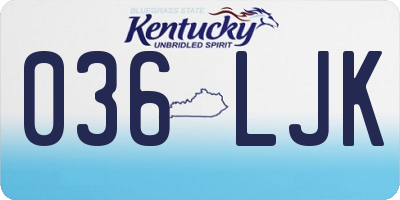 KY license plate 036LJK