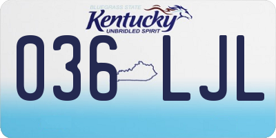 KY license plate 036LJL