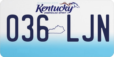 KY license plate 036LJN