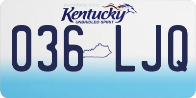KY license plate 036LJQ