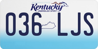 KY license plate 036LJS