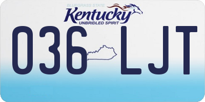 KY license plate 036LJT