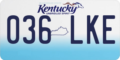 KY license plate 036LKE