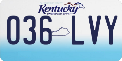 KY license plate 036LVY
