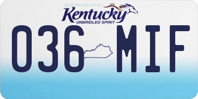 KY license plate 036MIF