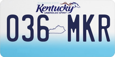 KY license plate 036MKR